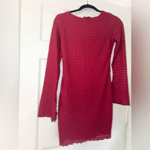 NWT Wild Fable Split Long Sleeve Mini A-Line Cranberry Size Small Dress thumbnail 2