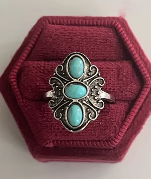 Vintage Bohemian Design Faux Turquoise Statement Ring Size 7 NWT thumbnail 1