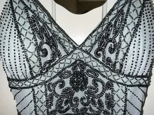 David's Bridal Blue Beaded Prom Dress thumbnail 6