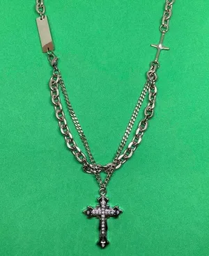 Titanium Steel Layered Cross Pendant Necklace for Men Women,Cross Necklace thumbnail 1