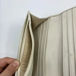 Coach Signature C Buckle Flap Beige Cream Canvas Leather Wallet thumbnail 5