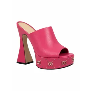Gucci GG Studs Leather Platform Slide Sandal Rhodamine Pink Size 40 thumbnail 3