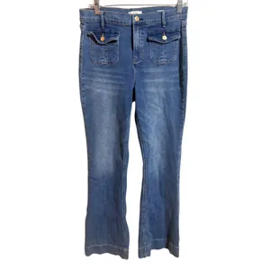 Nicole Miller Nomad Super High Rise Flare Jeans Womens 8 Blue Excellent Stretch thumbnail 2