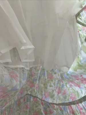 Floral Smocked Tiered Midi Dress Pink Blue Green Print Small thumbnail 12