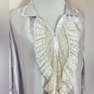 Christian Dior Vintage 80’s Does Victorian Satin and Lace Nightgown L thumbnail 2