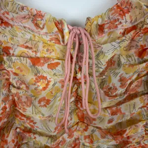 Free People Mabel Floral Printed Balloon Sleeve Peasant Top in Spring Combo M thumbnail 5