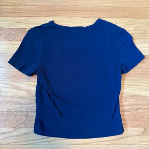 Ambiance Apparel Navy blue crop top with cutout thumbnail 5