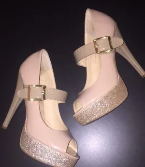 Steve Madden Nude and sparkly platform heels! thumbnail 1
