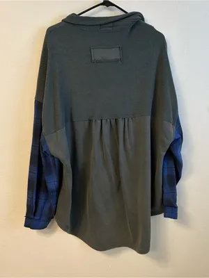 Vici Slate Gray Knit-Trim Button Front Top thumbnail 3