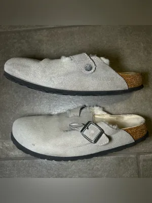 Birkenstock Boston Shearling Lined Gray Suede Slip On Clogs Women’s Shoe Size 9 thumbnail 6