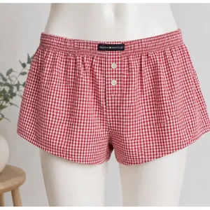 Brandy Melville Womens Lounge Shorts Red White Gingham Check One Size thumbnail 1