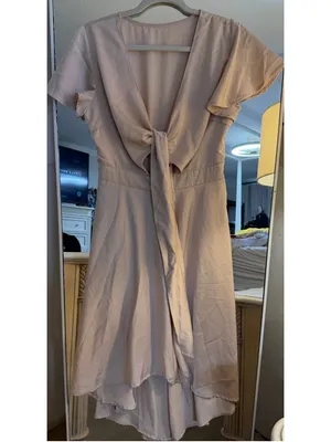 NEW Satin Deep V-Neck Short Sleeve Bow 2-Way Dress M thumbnail 4