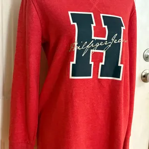 Tommy Hilfiger Sweatshirt Dress Large Center Logo Red Women's Medium thumbnail 2