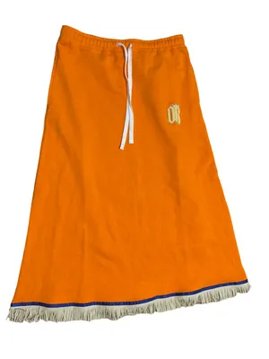 Original Rotalty Orange Maxi Skirt with Fringe Hem thumbnail 1
