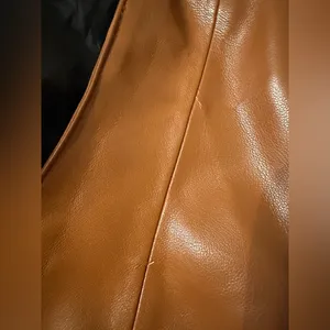Jules Kae Brown Faux Leather Jacket with White Collar - NWOT - Size M thumbnail 10