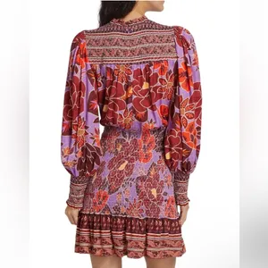 Farm Rio Sweet Floral Long Sleeve Minidress S thumbnail 9