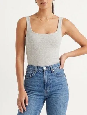Naked Wardrobe Gray Scoop Neck Tank Bodysuit Size M Made in USA thumbnail 1