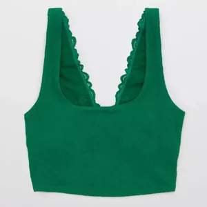 Aerie Holiday Best Lace Waffle Longline Bralette in Everglade Size M New thumbnail 1