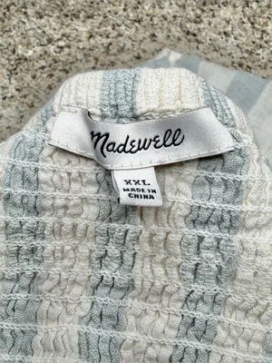Madewell Linen Blend Abbie Crop Top in Stripe Glassware Blue White 2X NWOT NF238 thumbnail 5
