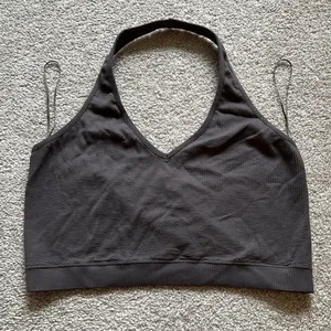 Garage Gray Ribbed Halter Crop Top Bralette Size Large Y2K Stretch thumbnail 2