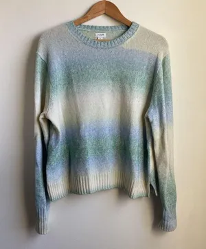 J. Crew Factory Space-dyed crewneck sweater (Sz XL) Blue & Green Ombré Cotton thumbnail 2