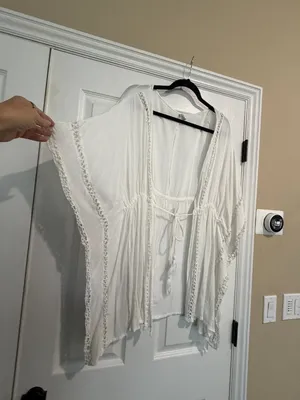RAVIYA Lace Detail Cream White Swimsuit Coverup Cover Up Size Large thumbnail 2