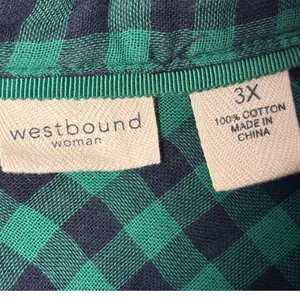 Westbound Woman Shirt 3X Green Plaid Roll Tab Sleeve Cotton Cabin Lumberjack thumbnail 5