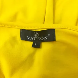Yathon Yellow Ruched Front Midi‎ Sundress with Spaghetti Straps Size L thumbnail 7