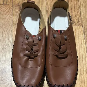 OY Brown Leather Comfort Shoes Size 41 Lace-Up Casual Flats New Without Tags thumbnail 4