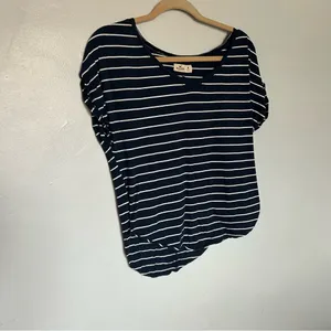 Hollister Navy and White Striped Tee thumbnail 3