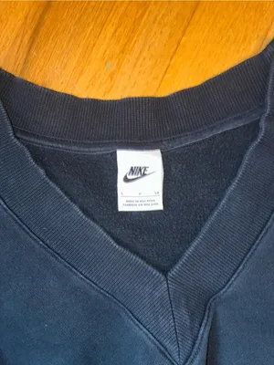 Nike Black V-Neck Cropped Sweatshirt with White Swoosh Tag thumbnail 3