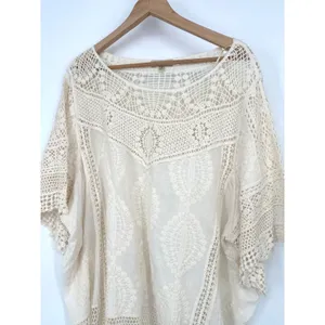 Democracy Womens 3X Top Cream Crochet Lace Boho Festival Minimalist Ethereal thumbnail 3