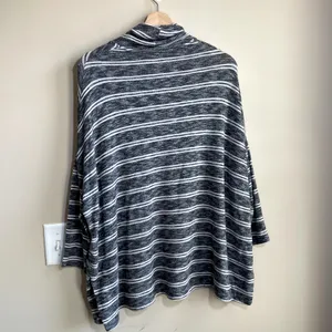 Anthropologie 9-H15 STCL gray white striped turtleneck‎ poncho sweater women's M thumbnail 6