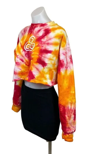 Air Nomad Tie Dye Print Multicolor Cropped Crew Long Sleeve Sweatshirt Top Sz S thumbnail 1