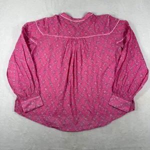 LoveShackFancy Pink Floral Cotton Tie Neck Tassel Peasant Blouse Small thumbnail 8