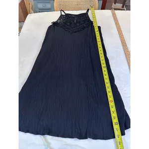 Maurices Womens XL Black Crochet Lace Bib Halter Dress Boho Rayon Gauze Lined thumbnail 8