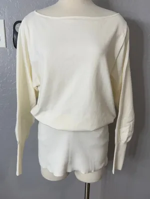 Edikted Eve Off The Shoulder Sweater Dress, Cream, M thumbnail 1