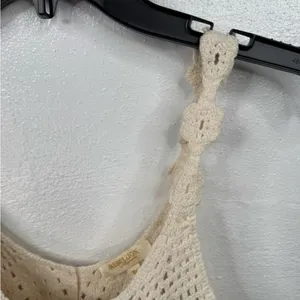 Rebellion Again Tank Top Womens XS Ivory Crochet Knit Crop Boho Festival thumbnail 5