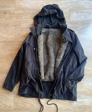 Vintage Navy Fur Lined Utility Parka Drawstring Big Pocket Short Jacket Women thumbnail 1