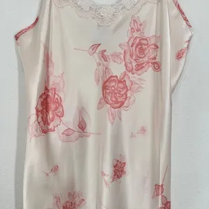 Vintage Floral Pink Lace Trim Satin Slip Nightgown Private Luxury Fairycore thumbnail 3