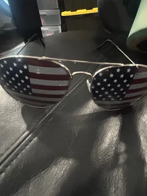 Aviator Sunglasses with American Flag Lenses - Black/Silver thumbnail 6
