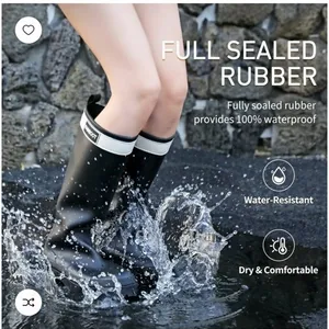 BRAND NEW ~ Women's Black Waterproof Rubber Knee High Rain Garden Boots ~ Size 7 thumbnail 4