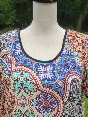 Spense Colorful High Low Hem Short Sleeve Shirt | Spense Boho Print Top thumbnail 4