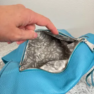 Aimee Kestenberg Auburn Hobo Pebbled Leather Bag Deep Sea Blue Turquoise NWT thumbnail 8