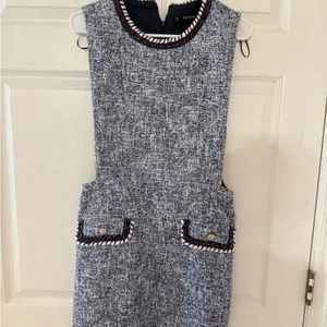 NWT Y2k Style Zara ShabbyChic Womens L BlueTweed Weave Dress Officecore Babydoll thumbnail 3