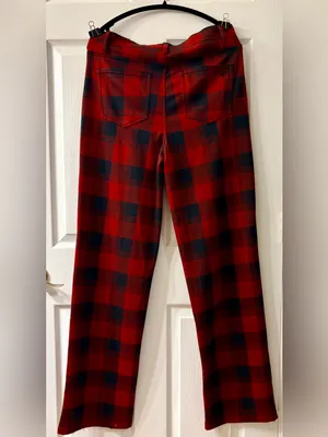 DG2 Red and Black Plaid Flannel Fabric Boot Cut Pants size 14T NWT thumbnail 2