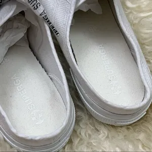Superga White Slip On Backless Sneakers Logo Laces 39/7 thumbnail 4