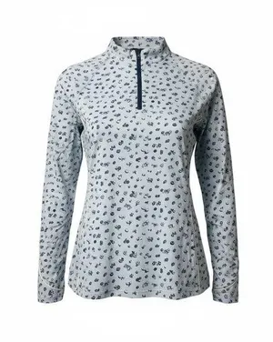 Peter Millar M 1/2 Zip Sun Shirt Light Blue Umbrella Print Golf Long Sleeve‎ thumbnail 1