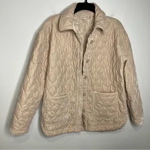 Knox Rose tan off white velvet quilted jacket‎ size medium thumbnail 1