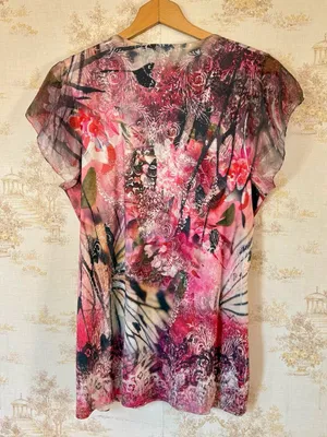 Y2K Unity World Wear Pink Embellished Butterfly Flutter Sleeve Going Out Top L thumbnail 3